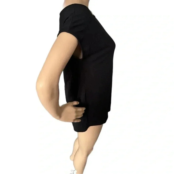 Ann Taylor LOFT Black Tassel Tie Back Short Sleeve Top Knit Blouse Women’s Small - Picture 5 of 9